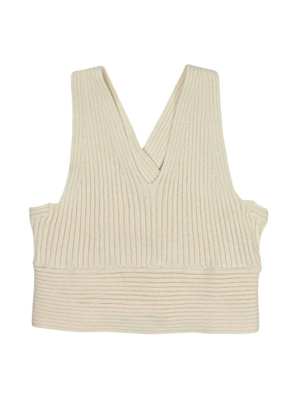 Co Silk Blend Cropped Ribbed Tank in Ivory